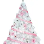 Arbol De Navidad Blanco Tronador Lujo 2,10mts Decorado Rosa