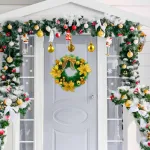 Corona Navideña Oro Decorada Feliz Navidad