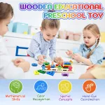 Juego Pesca + 4 Torres Encastre Madera Didactico Iman Peces Color Multicolor Tienda Cracovia Juguete 2 En 1