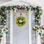 Corona Navideña Oro Decorada Feliz Navidad