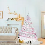 Arbol De Navidad Blanco Tronador Lujo 2,10mts Decorado Rosa