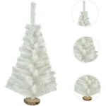Arbol De Navidad Blanco Mini 0,80mts Base De Tronco Natural