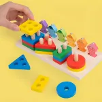 Juego Pesca + 4 Torres Encastre Madera Didactico Iman Peces Color Multicolor Tienda Cracovia Juguete 2 En 1
