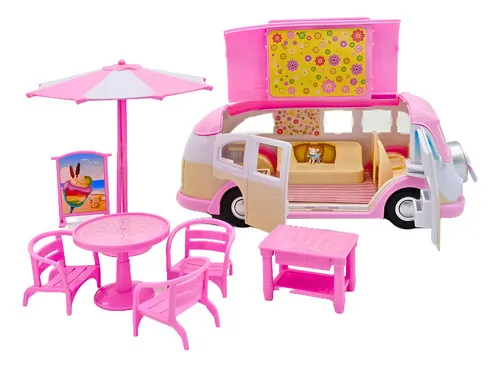 Producto Camion De Dulces Y Helados Con Accesorios Para Muñecas Color Rosa Imagen
