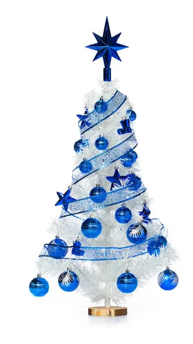 Producto Arbolito De Navidad Blanco 80cm Con Adornos 30 Piezas Azul Imagen