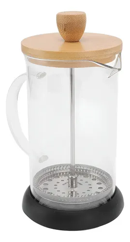 Producto Cafetera De Embolo 600ml Prensa Francesa De Vidrio Y Madera Imagen