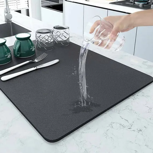 Producto Escurridor Platos Mat Secaplatos Absorbente Secado Rapido Color Negro Imagen