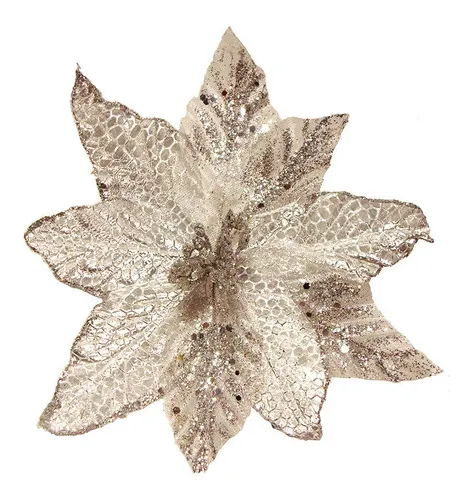 Producto Flor 25cm Plata Arbol De Navidad Adornos Decoracion X4u Imagen