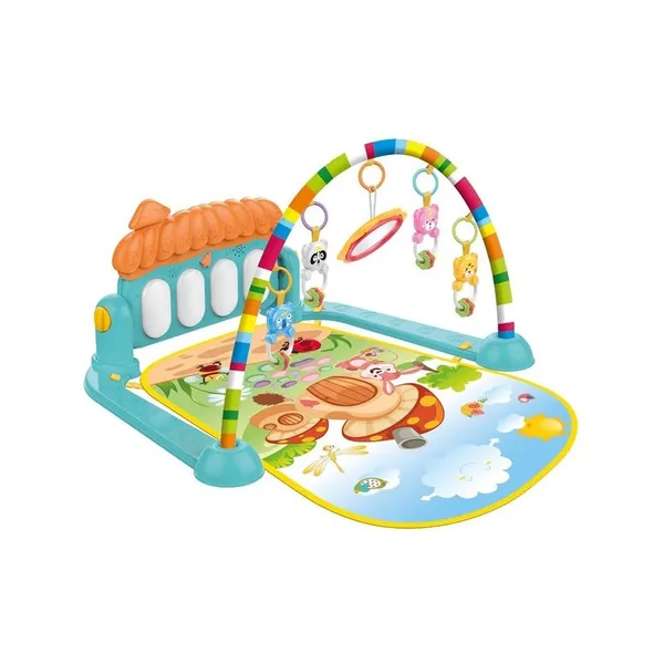 Gimnasio Piano Manta Con Sonajeros Para Bebes Y Con Sonidos Color Celeste Expreso Polar