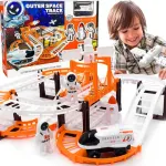 Pista De Autos Espacial Cohete Muñecos Astronauta Carreras Color Blanco
