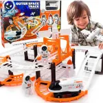 Pista De Autos Espacial Cohete Muñecos Astronauta Carreras Color Blanco
