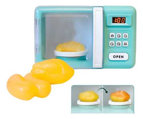Producto Microondas De Juguete Con Luz Sonido Y Efecto Coccion Horno Color Agua Imagen