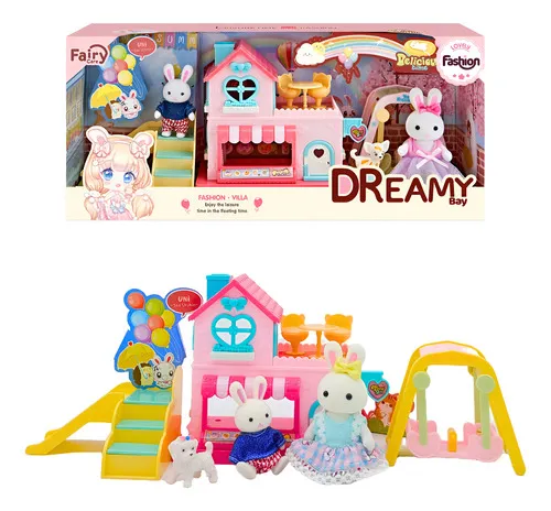 Producto Casita De Conejos Familia Con Accesorios Juego Tobogan Color Rosa Imagen