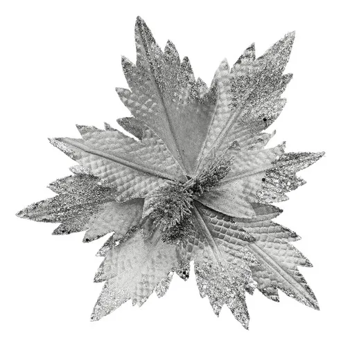 Producto Flor 25cm Plata Arbol De Navidad Adornos Decoracion Imagen