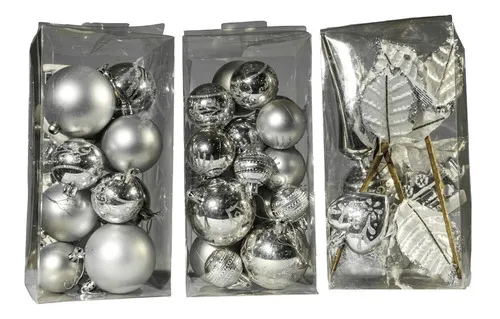 Producto Kit Adornos Navidad Plata 60 Piezas Imagen