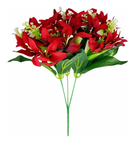 Producto Ramo Flor De Lirio Flores Artificiales 30cm Decoración X1 Imagen
