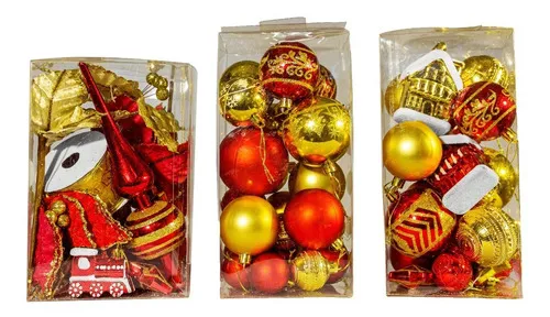 Producto Kit Adornos Navidad Rojo Oro 60 Piezas Imagen
