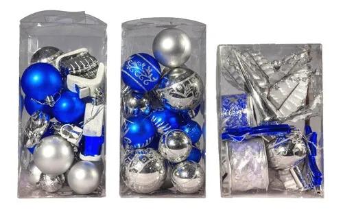 Producto Kit Adornos Navidad Azul Plata 72 Piezas - Envío Gratis! Imagen