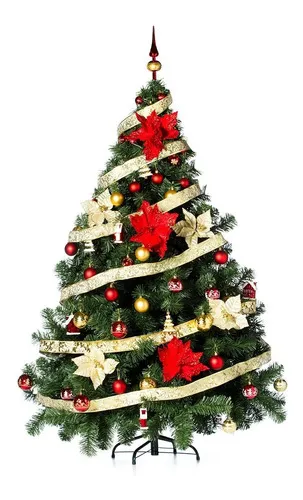 Producto Arbolito Navidad Montañes Deluxe 1.80mts + Deco Rojo Oro Imagen