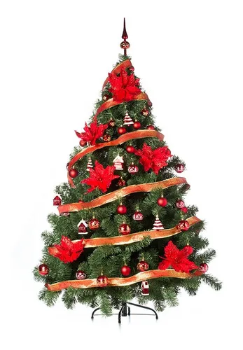 Producto Arbolito Navidad Montañes Deluxe 2,10mts Con Adornos Rojo Imagen