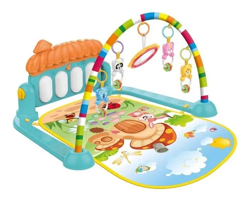 Producto Gimnasio Piano Manta Con Sonajeros Para Bebes Y Con Sonidos Color Celeste Expreso Polar Imagen