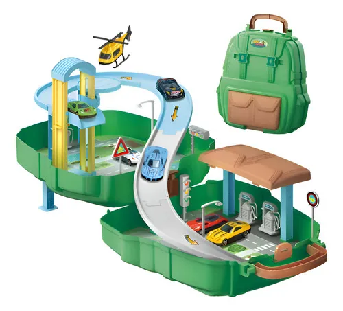 Producto Juguete Mochila Pista De Autos Policía Bombero Construcción Imagen