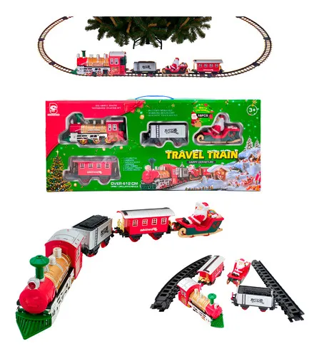 Producto Pista Tren Navideño Luz Y Sonido Locomotora Vagones Juguete Imagen