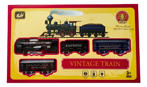 Producto Pista De Tren A Pila Vias 1 Locomotora +3 Vagones Juguete Imagen