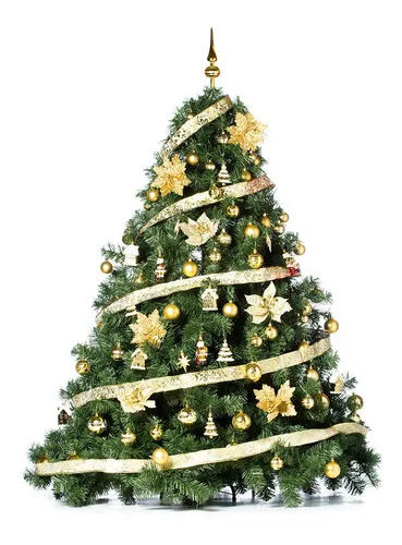 Producto Arbolito Navidad Extra Lujo Patagonia 2.10mt Con Adornos Oro Imagen